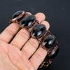 Black Obsidian Eye Gemstone Bracelet, Copper Electroformed Handmade Designer Bracelet Jewelry, Adjustable Chain Bracelet Gift For Women