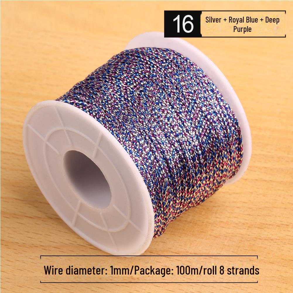 

Веревка для подарочной коробки из золотых и серебряных нитей, сотканная вручную, 8 прядей, неэластичная, 1 мм