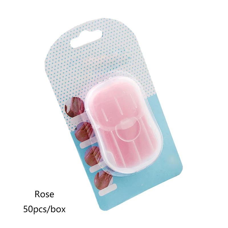 50Pcs Portable Hand Wash Soap Paper Scented Foaming Tablets - Bathroom & Outdoor Camping Travel Clean Soap Slices Box