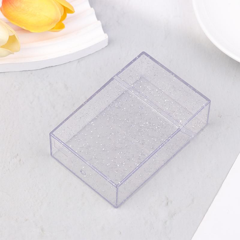 Clear Glitter Small Storage Box Kpop Photo Mini Card Holder Flip Lid Photo Case Small Stationery Card Holder Organizer
