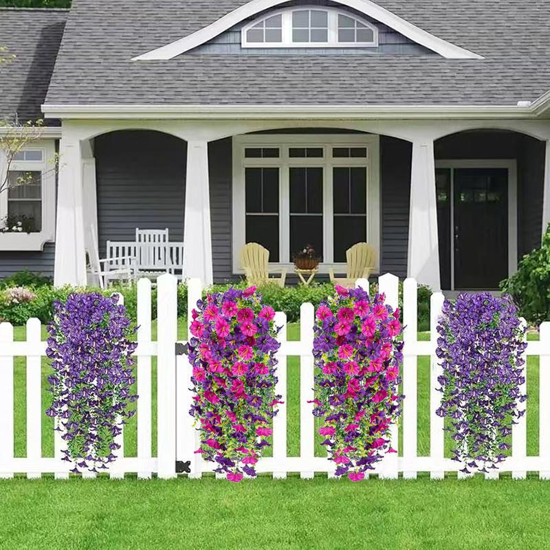 1/2pcs Artificial Fake Hanging Plants Flowers Faux Silk Morning Glory Long Vines for Home Garden Porch Patio Plant Outdoor Decor