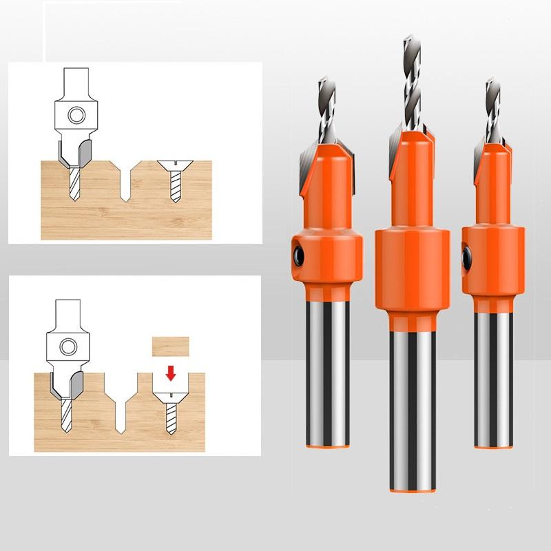 Countersink Drill Bit Self Tapping Screw Taper Hard Alloy Woodworking Electric Drill Acc