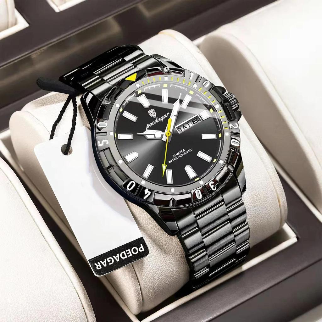 Ceasuri pentru bărbați Impermeabile Luminoase Dată Săptămână Oțel Inoxidabil Casual Cuarț Ceas Pentru Bărbați