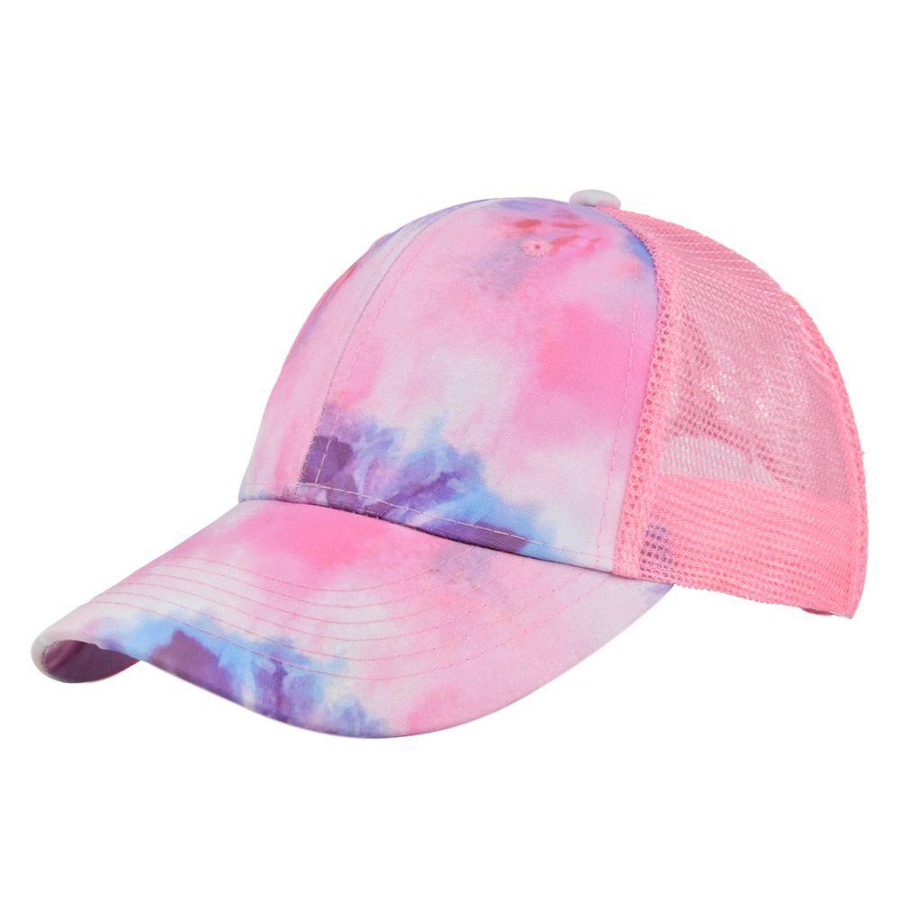 Summer Mesh Cap Tie Dye Baseball Cap 3D Embroidery Duckbill Cap Mesh Baseball Cap Sunshade Cap Mesh Cap
