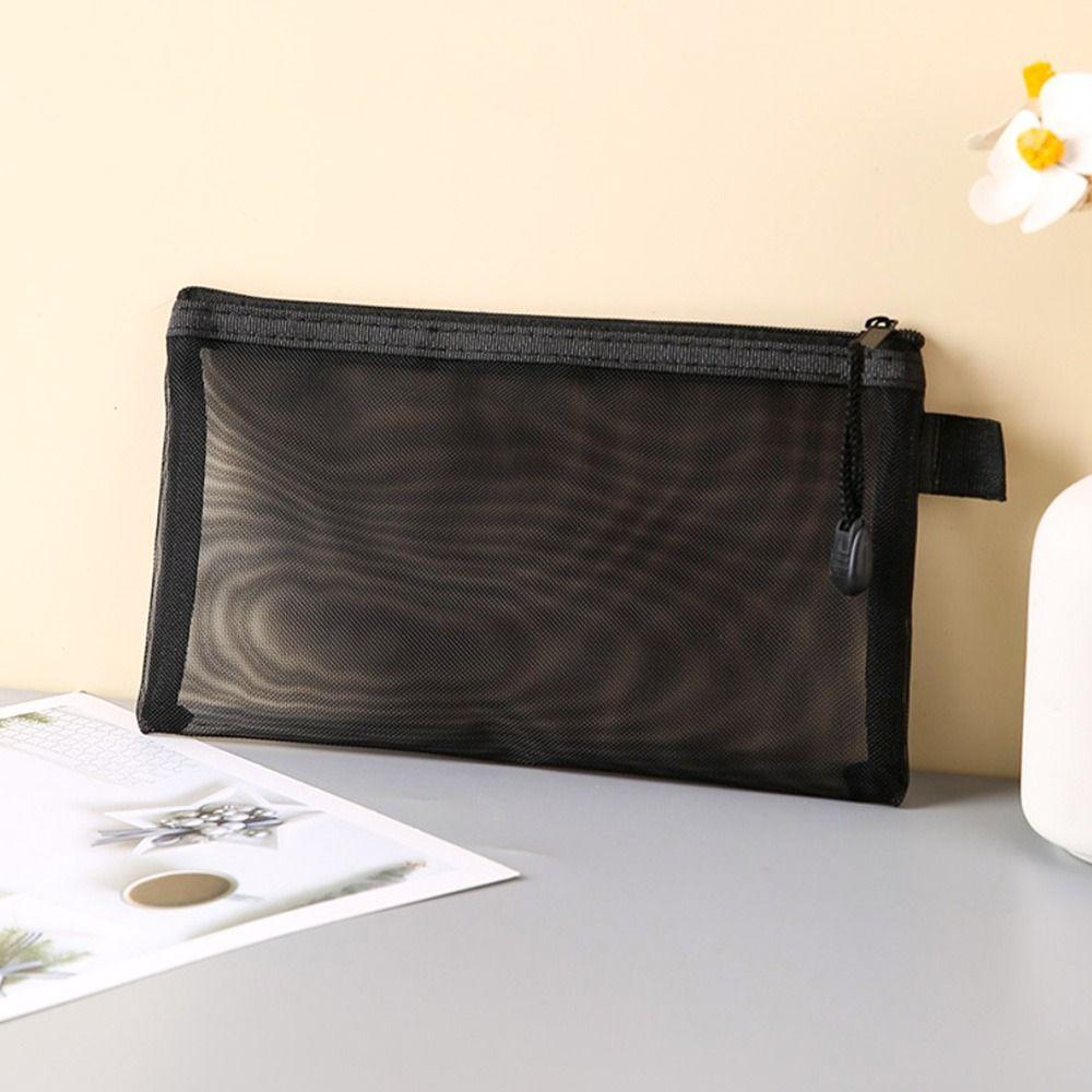 Mesh Pen Bag Nylon Document Bag Office School Supplies Zipper Pencil Case  Stationery
