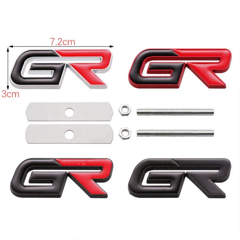 ADE1 3D Metal GR Car Front Grille Emblem Badge Rear Trunk Sticker Decal For Toyota GR Gazoo Sport C-HR RAV4 Mirai Avensis Prado Prius