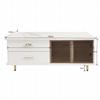 Coffee Table, TV Cabinet, Living Room Furniture, Glass Door, Alloy Frame, Drawers Wave Structure, Gold Handles and Legs, Tabletop Marble Structure.