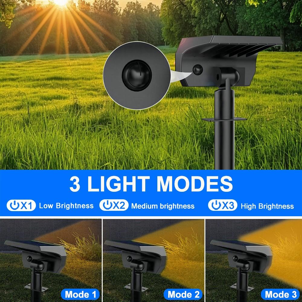 68/64/60LED Solar Landscape Spotlights Solar Powered Garden Lights 3 Modes Waterproof Wall Lamp Yard Driveway Pathway Garage