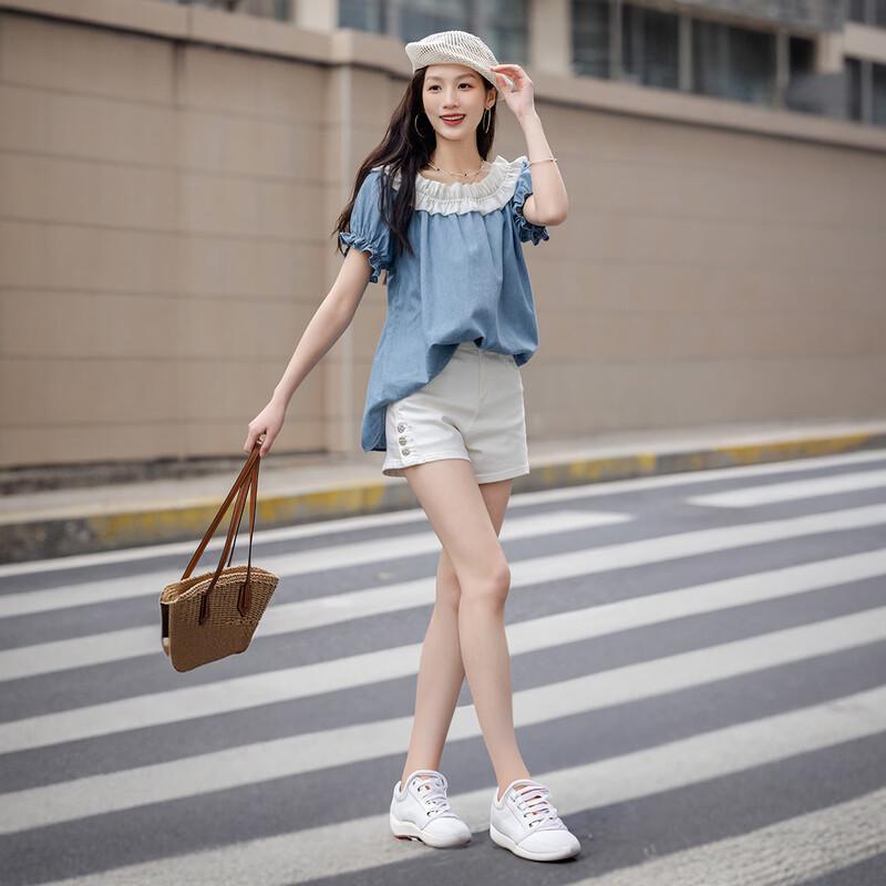 Женская джинсовая рубашка Demana с открытыми плечами, двусторонняя L