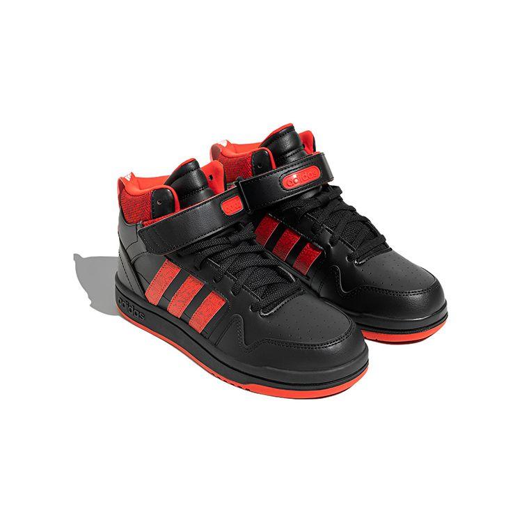Adidas Neo Postmove Mid Trendy Casual Durable Support Sweat-Absorbing High-Top Skate Shoes Kids Sneakers Black Red IE4245