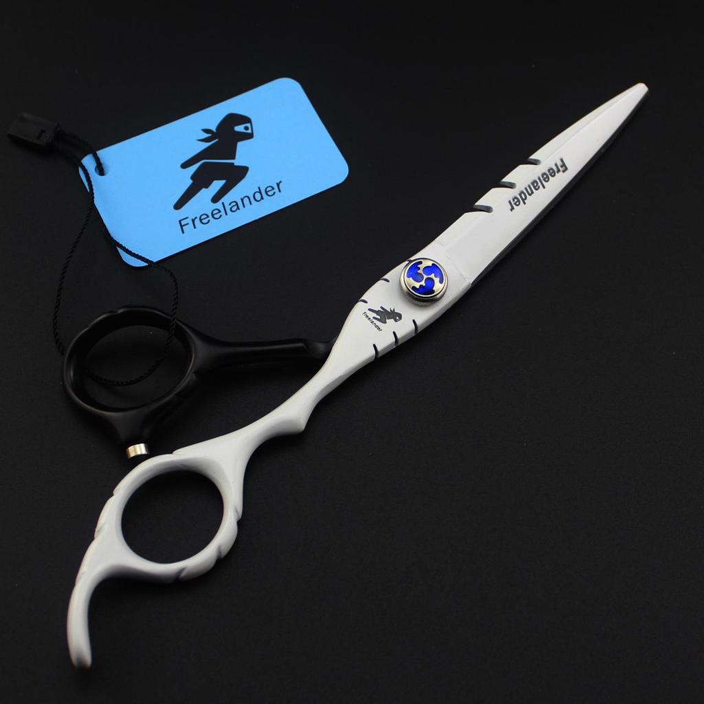 Black and White Baked Paint Gem Three-Tooth Styling & Thinning Scissors Set