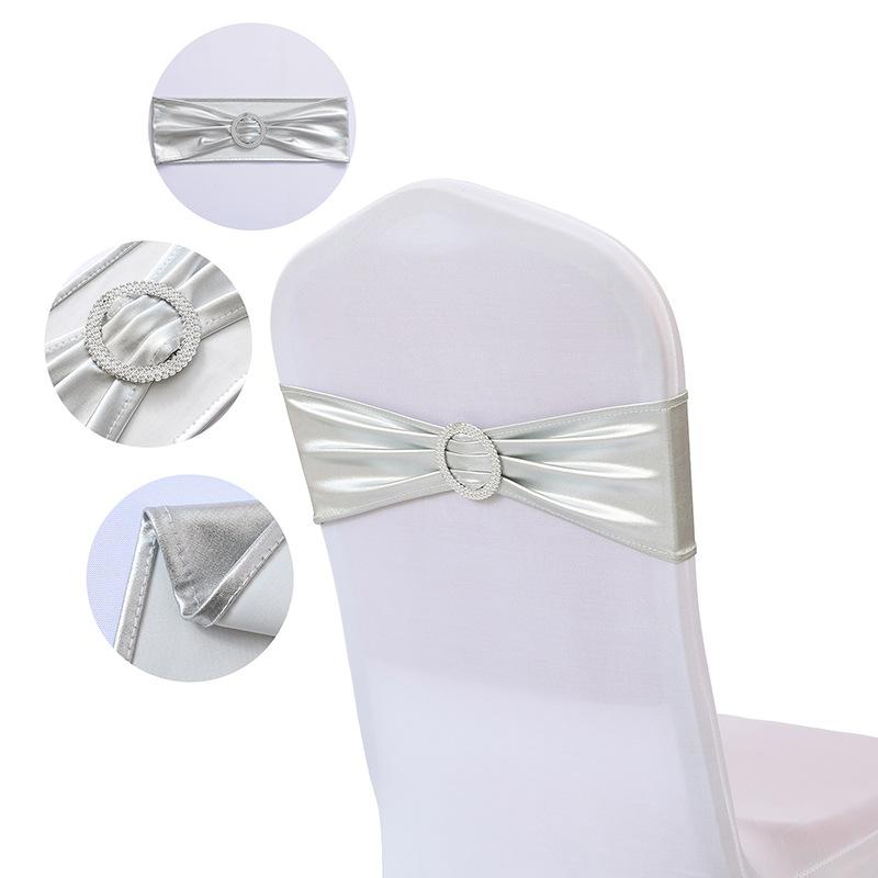5pcs Chair Sashes BandsStretch Chair Ties Bows with Buckle Slider Metallic Stretch Spandex Chair Sashes with Bucklefor Christmas