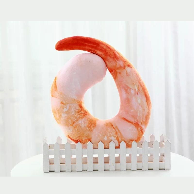Tcmy Fashion Peeled Prawns Plush U Neck Pillow For Travel And Nap Shrimp Cushion Jelly Toy
