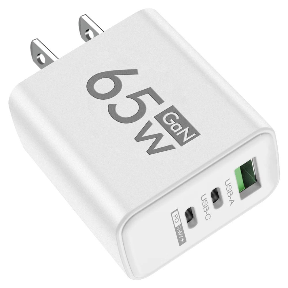 65W USB C PD Schnellladegerät GaN Wandadapter für 16 Samsung Galaxy S24 Quick Charge 3.0 Mehrport Reise-Ladegerät White US