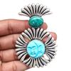 Blue Cameo Face Gemstone Unisex Women's Ethnic Silver Jewelry Pendant 3.5"