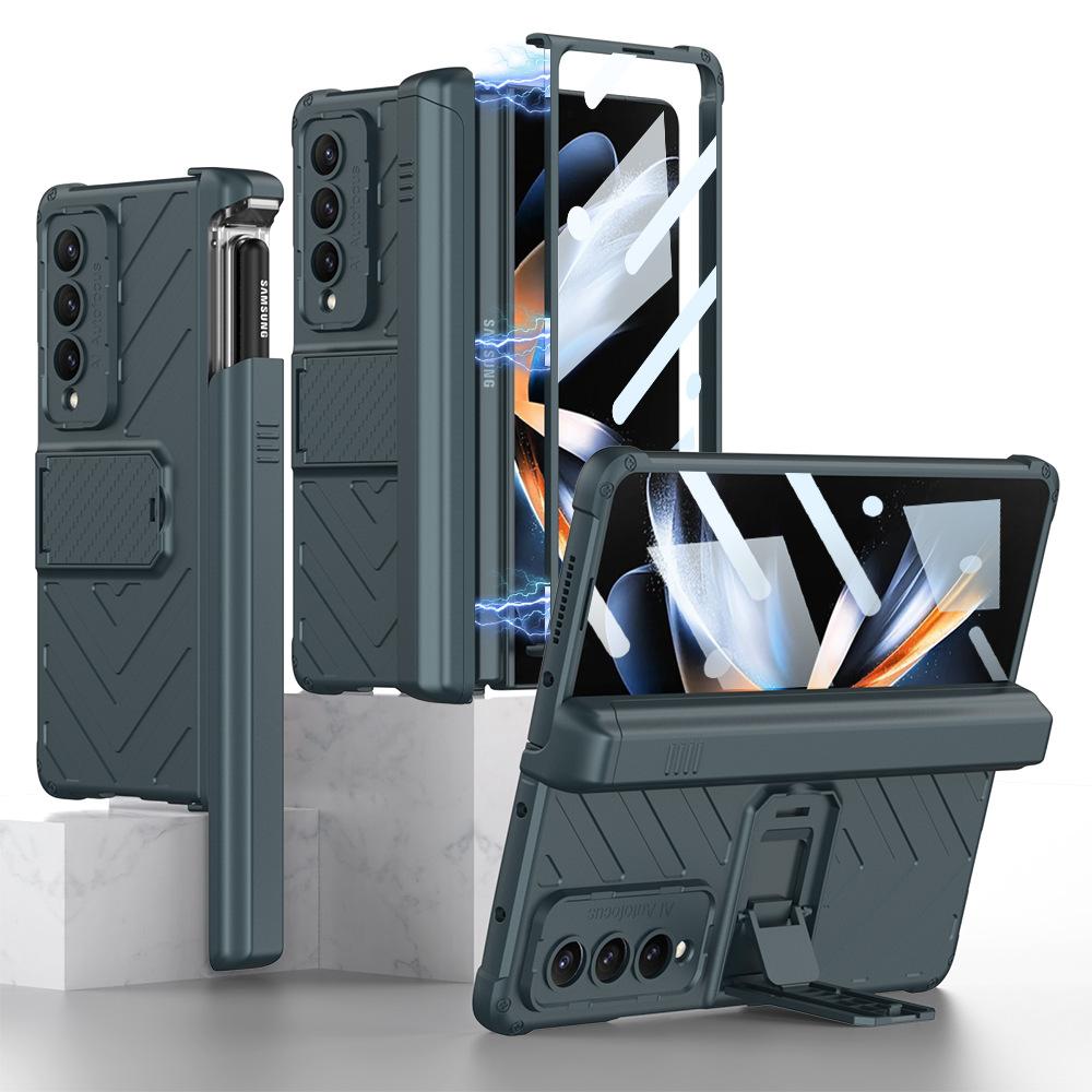 Suitable for Samsung Zfold4 Mobile Phone Case Armor Magnetic Suction Hinge Folding Shaft Bracket Gear Adjustment Zfold4 Mobile Phone Case
