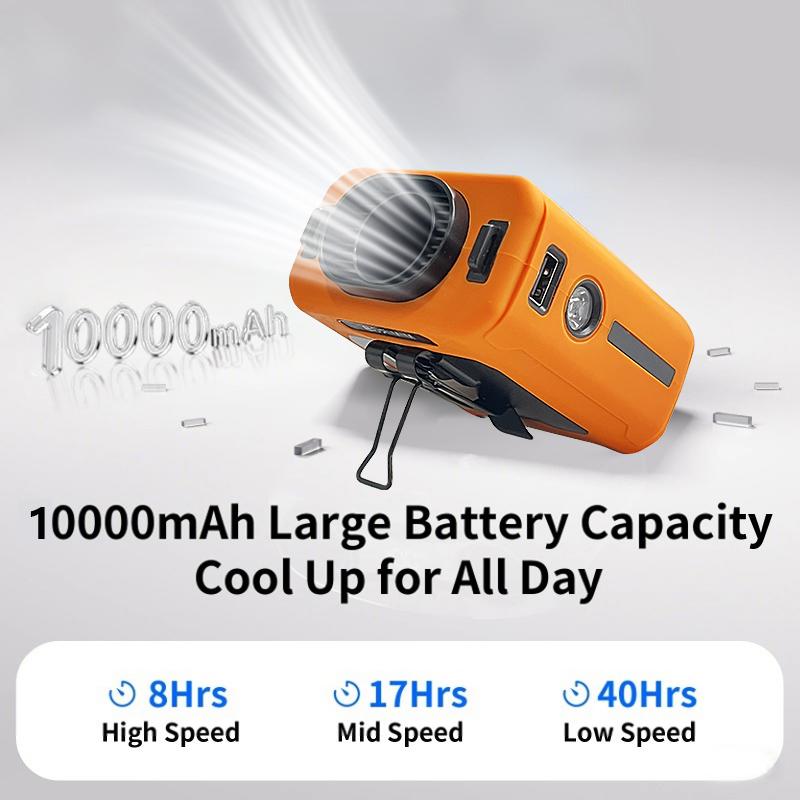 Portable Waist Fan Hanging Neck Fan with LED Lighting Power Bank 5 Speed Strong Airflow Cooling Fan for Outdoor Jobsite Working