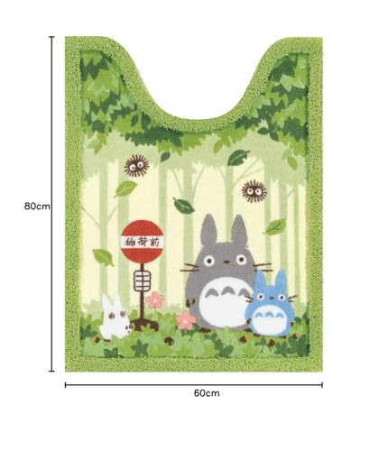 Senko My Neighbor Totoro Friends Long Toilet Mat, Approx. 80 x 60 cm, Green, Antibacterial and Odor Resistant, Made in Japan, Character Design 37147