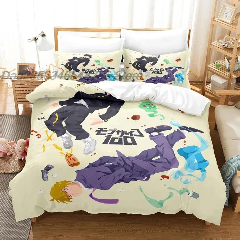Mob Psycho 100 Bedding Set Single Twin Full Queen King Size Bed Set Aldult Boys Bedroom Duvetcover Sets 3D Anime Bed Sheet Set