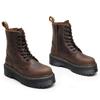 First layer thick bottom hole locomotive boots women, side zipper short boots leather muffin bottom tooling