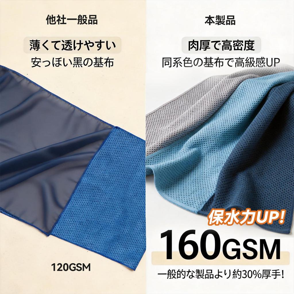 IGYLAR Cooling Towel Cooling Heatstroke 160GSM High Super Cool UV Heat Includes Carabiner Storage Japanese JIS Standard Washing Instructions 3-Pack