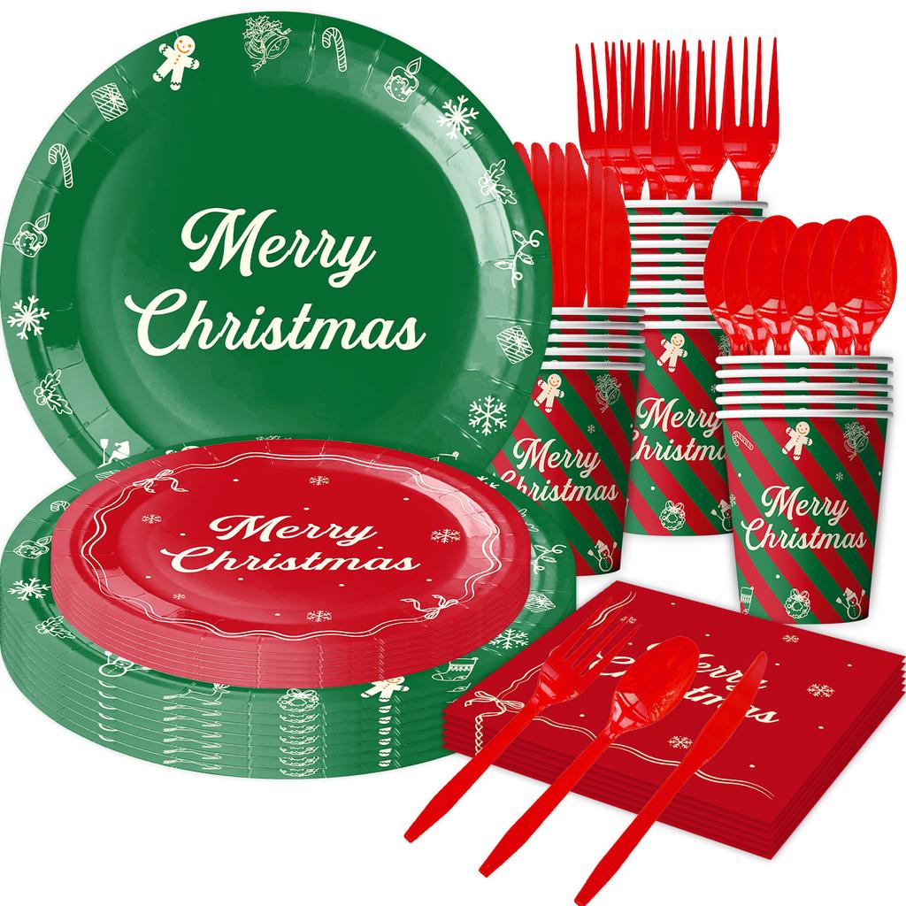 Christmas Themed Party Supplies Holiday Decorations Party Arrangements Christmas Flag Paper Plates Paper Cups Paper Towels