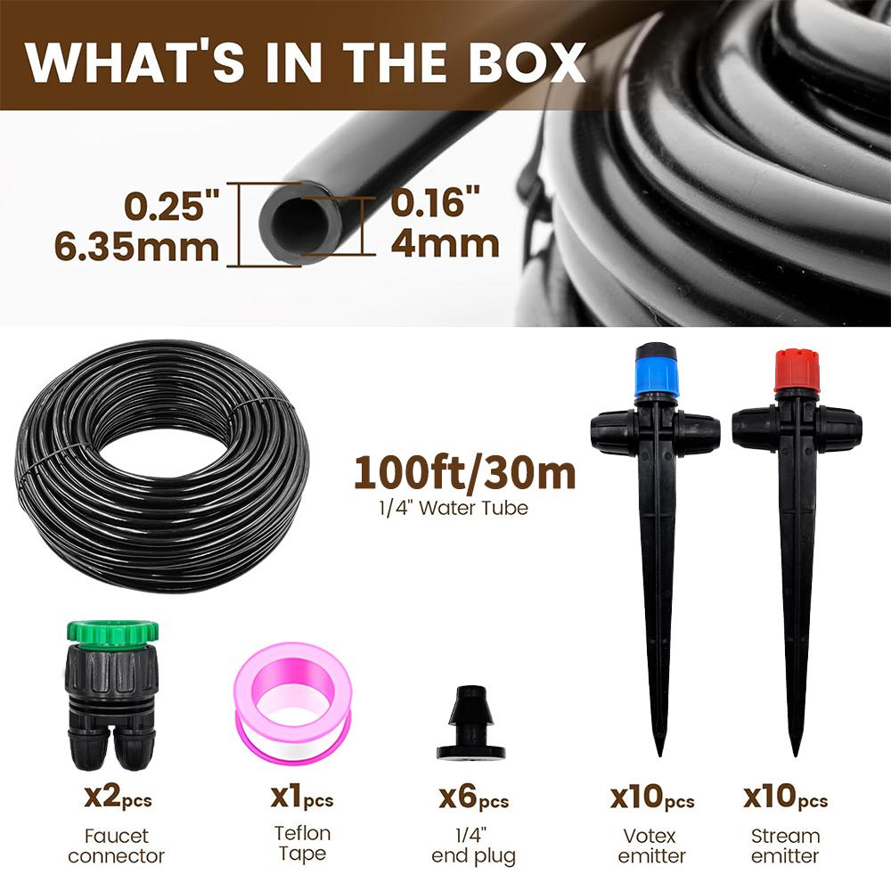 Spiked Sprinkler Drip Irrigation Kit, Automatic Plant Watering System for Greenhouse Garden, DIY Irrigation Equipment Set