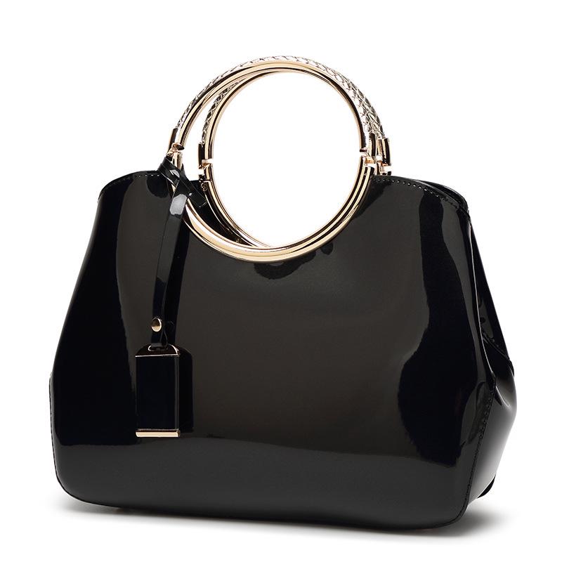2019 Women's Shiny Patent Leather Shoulder Bag - European & American Fashion, Textured Handbag, Large Capacity