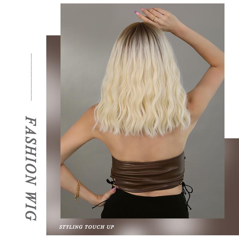 Women's 43cm Wig Simulated Hair Long Curly Hair Platinum Hair Rose Hair Net Full Head Cover Headwear Beauty Decoration Wig