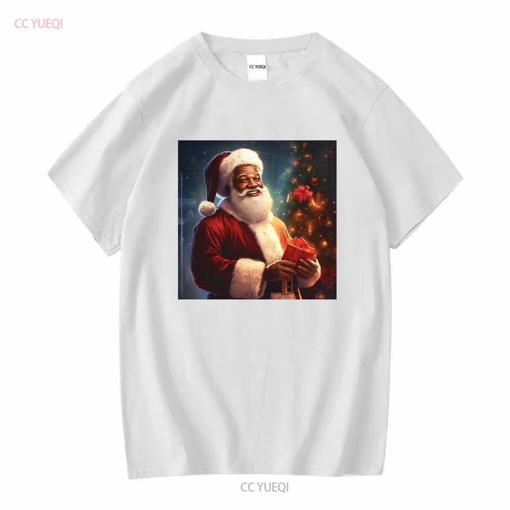 Vintage Black Santa Claus Illustration T Shirt Soft Cotton Quality Print Stylish Fit Design African American Vintage Washed