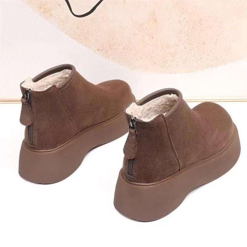 Women's Mary Jane Snow Boots - Plush, Thick-Sole, Height-Boosting, Non-Slip, Warm Winter Shoes for Petite Sizes.