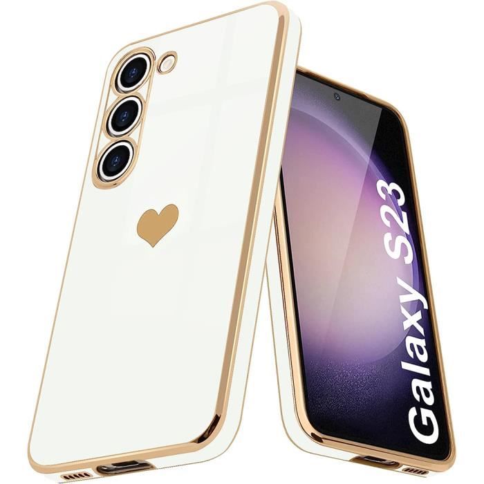 Case for Samsung Galaxy S23 - Heart Pattern - Flexible - Anti-Scratch - Luxury - White