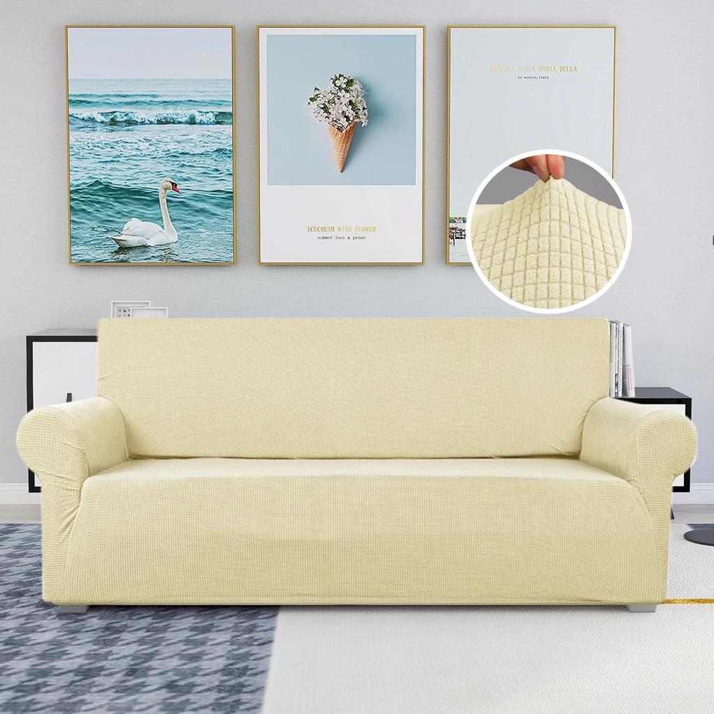 Super Stretch Couch Cover for 1/2/3/4 Seater Couch Sofa Living Room Jacquard Spandex Furniture Protector Dog Pet Friendly Fitted