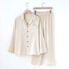 Pajamas Men's Autumn Cotton and Linen New Solid Color Unprinted Style Simple Homewear Long Sleeves Long Pants Loose Homewear Factory