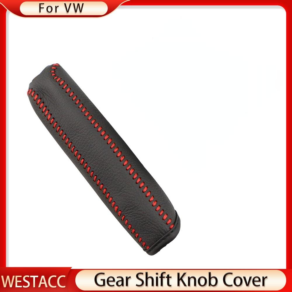 Leather Car Gear Shift Collars Gear Shift Knob Cover for VW Jetta MK6 MK5 Golf 7 MK7 Bora Tiguan Polo 2014 - 2017