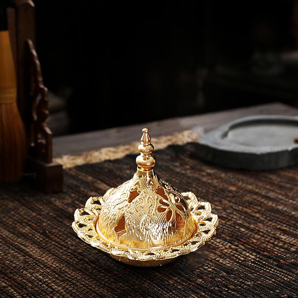 Arabic Incense Burner Candlestick Holder Ornament Metal Censer Cone for Yoga