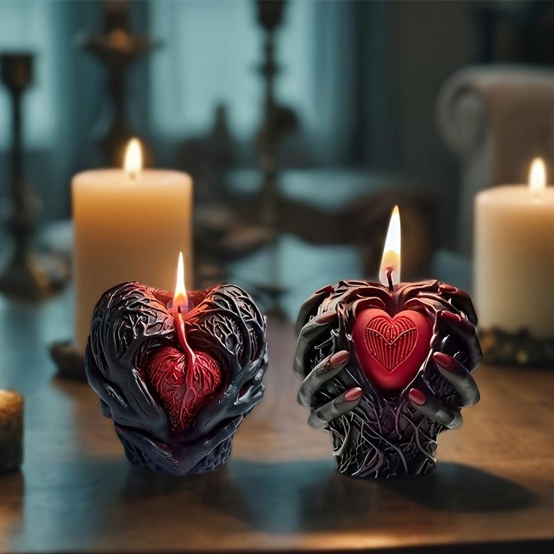 3D Halloween Holding Heart Scented Candle Silicone Mold Different Styles Holding Heart Shape Candle Mold Halloween Holiday Decor