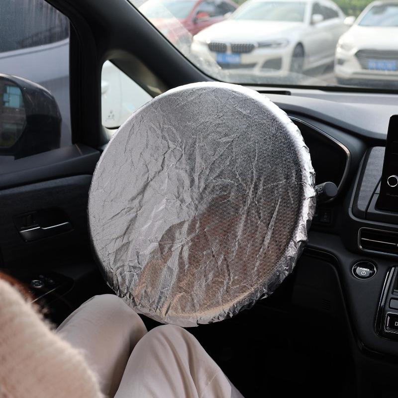 Car Steering Wheel Sun Block Silver Coated Cloth Sun Shade Cover Auto Steering Wheel Sheath Sunscreen Insulation Accessories