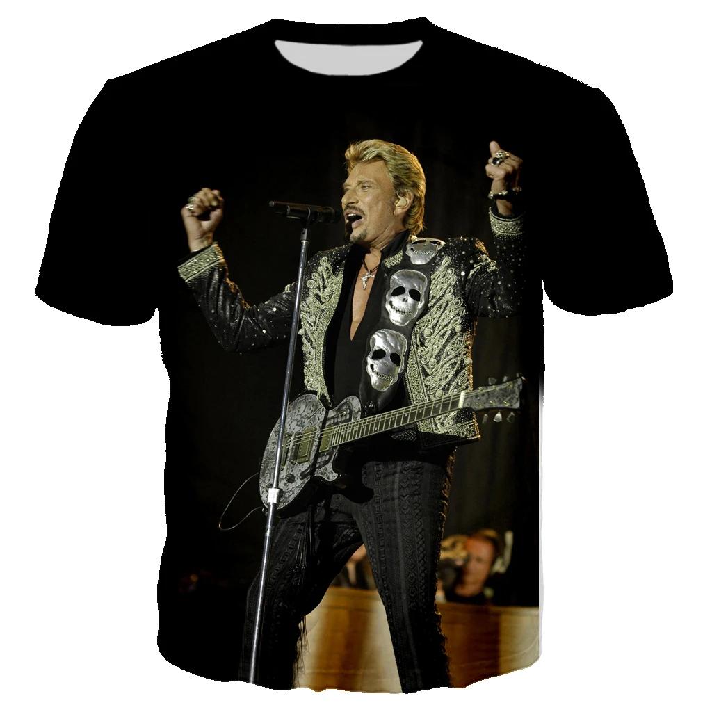 Most Popular Pop Singer Johnny Hallyday 3D Printed T-shirt Men Women Rock Casual Streetwear Clothes Hip Hop Harajuku Tops