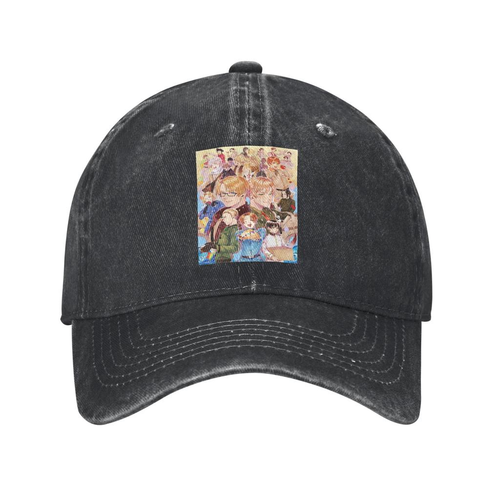 Hetalia Group World Stars Denim Fabric Cap Casual Baseball Caps Adjustable Hat Summer Unisex Baseball Hats