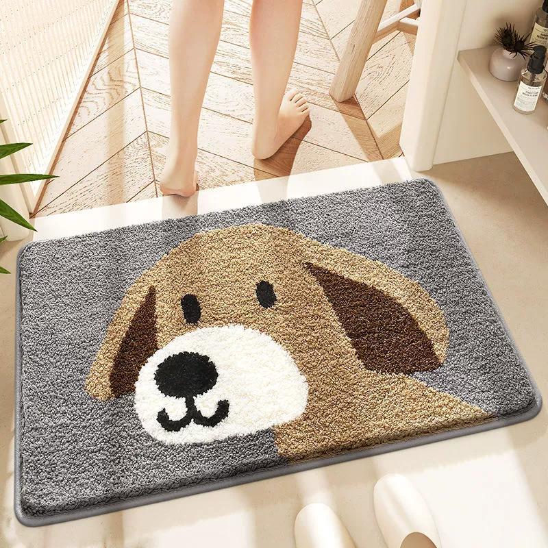 Cartoon Animal Floor Mat Bathroom Super Absorbent Bottom Non-slip Household Toilet Entrance Mat Soft Bedroom Carpet