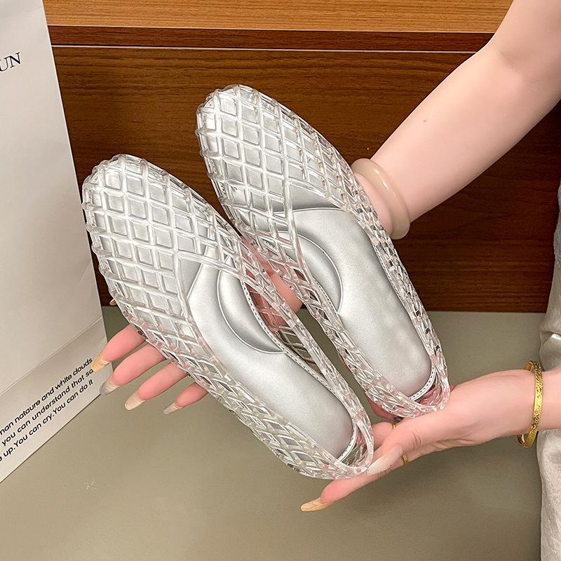 Umweltfreundliche Damen-Mesh-Slipper: Strand-Jelly-Flats mit Hohlgitter-Design