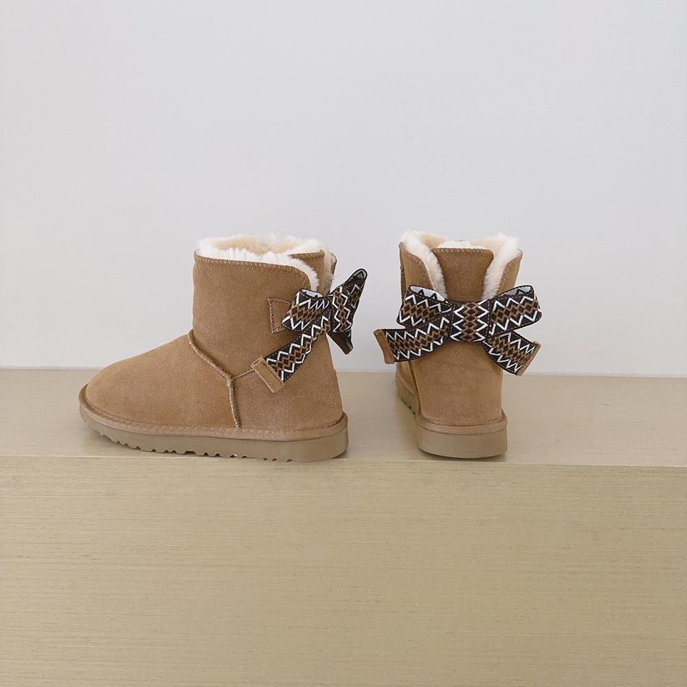 Women's Mid-Calf Bow Snow Boots - Plus Velvet, Thick Warm Cotton, Large Size Winter Footwear