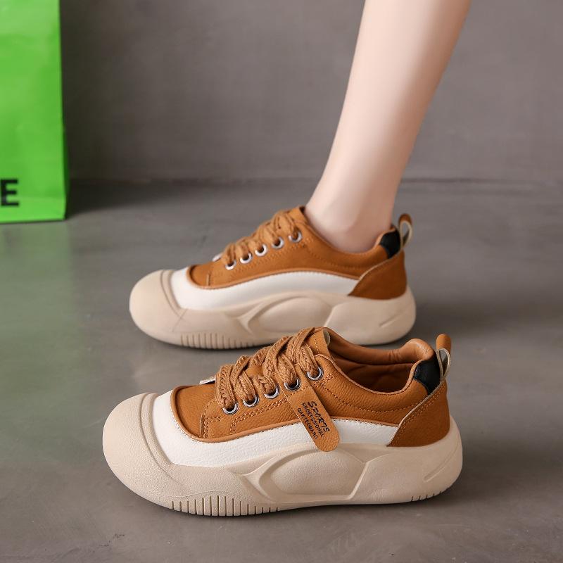 Height-increasing little white shoes 2025 spring and summer new retro single shoes women's soft sole versatile thick sole leather surface casual sp