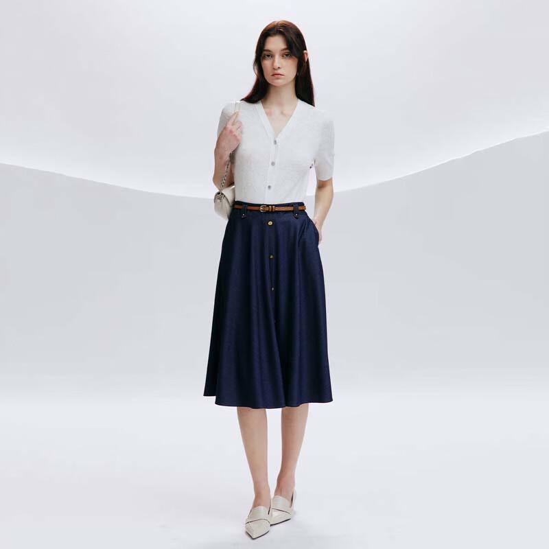 JESSIE Women's Elegant Waist-Cinching Jacquard Short Sleeve Knit Top