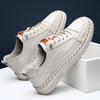 New Fashion Men's White  Genuine Leather Comfort Soft-soled Casual Shoes Male Outdoors Walking Sneakers Footwears Zapatos Hombre