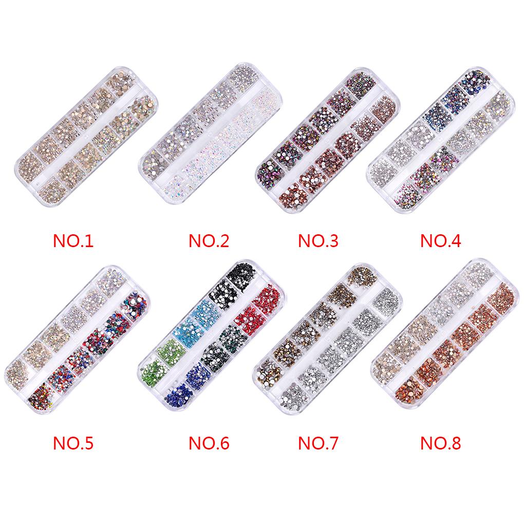 1Box 12 Sheets Colorful Crystals Art Bling Shiny Rhinestones Decal Manicure Tool