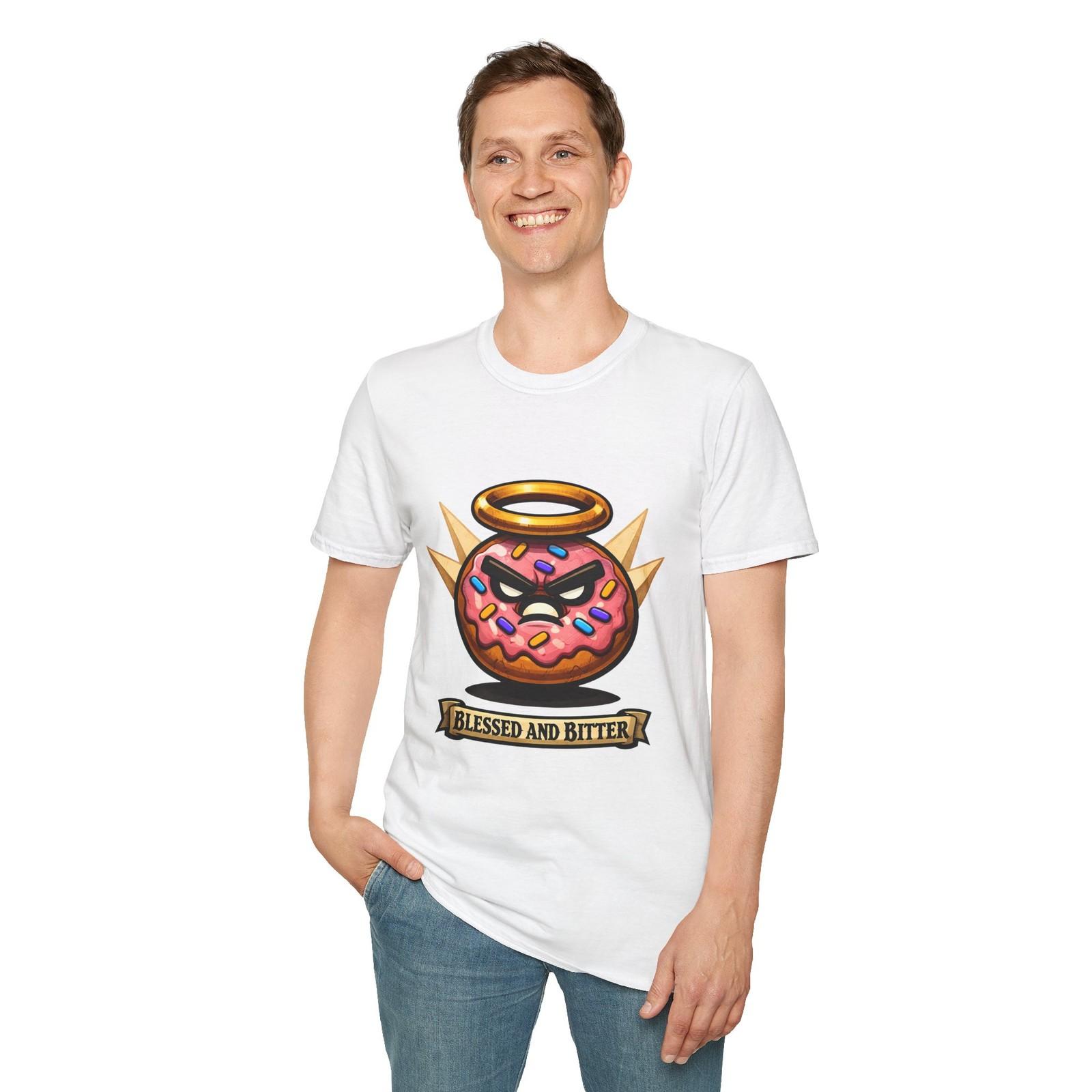 Unisex Softstyle T-Shirt Angry Donut Halo Eyebrows Sprinkles Medieval Icon S разноцветный