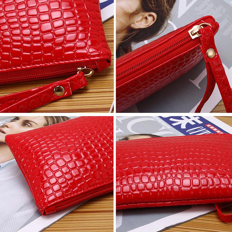 New Fashion PU Leather Wallet Purse Card Phone Holder Makeup Bag Clutch Zip Opening Handbag for Women