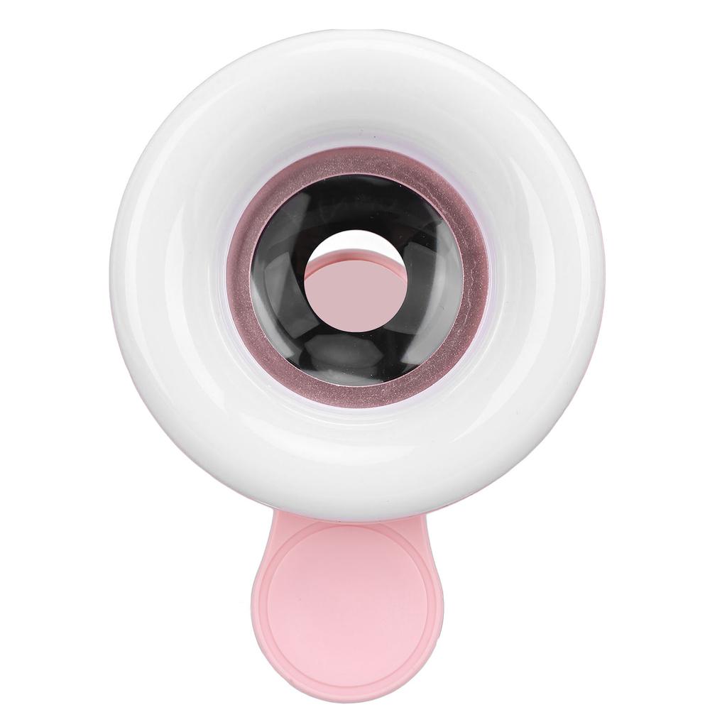 15X Macro Lens Mobile Phone 2 in 1 HD Camera Lens with LED Ring Flash Light Smartphone Selfie Live Lamp Fill Light Pink
